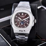Knockoff Patek Philippe Nautilus Moon Phase 40mm Watches Stainless Steel Brown Dial